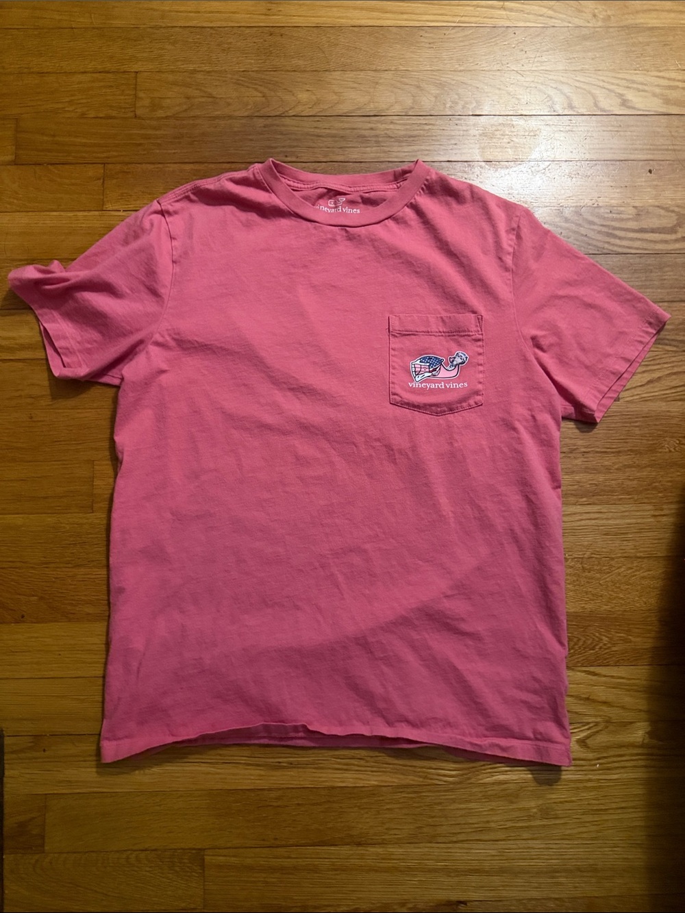 Vineyard Vines Coral Pink Pocket Tee with Embroidered Whale